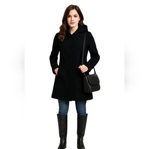J. Crew Wool Cashmere by Nello Gori Long Coat in Black Neutral Lux Winter hood